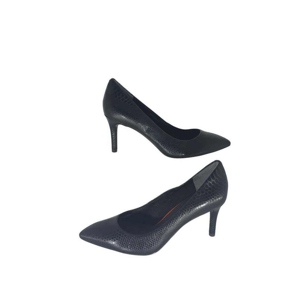 Rockport Total Motion Pump 7 Black Snakeskin Pointed Toe Stiletto A11795